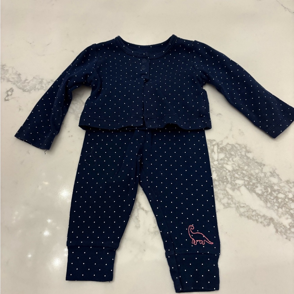 Carter's Dark Blue  Set with Pink Dinosaur Accent